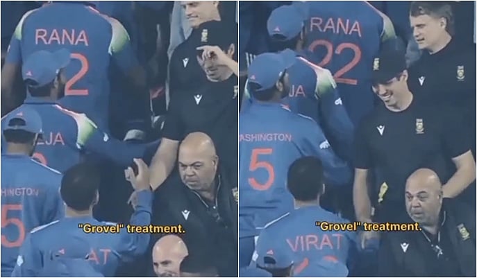 சர்ச்சைப் பேச்சு.! தெ.ஆப்பிரிக்க பயிற்சியாளரிடம் கைகுலுக்காமல் கடந்து சென்ற கோலி! - விடியோ