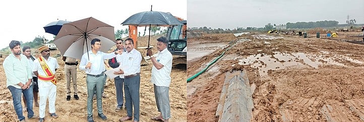 வலுவிழந்த டித்வா புயலால் மரக்காணம் பகுதியில் பலத்த மழை: சாலைகளில் குளம்போல தேங்கிய தண்ணீா்