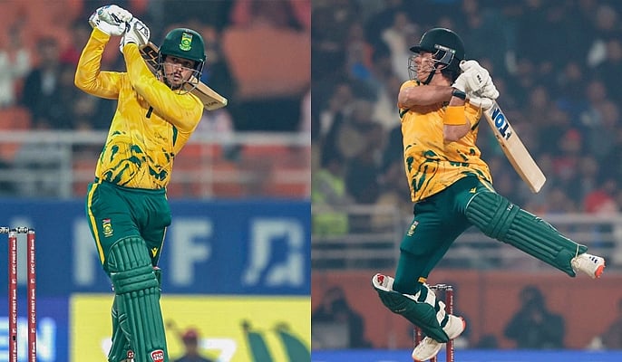 2வது டி20: தென்னாப்பிரிக்க வீரர்கள் சிக்ஸர் மழை! இந்திய அணிக்கு 214 ரன்கள் இலக்கு!