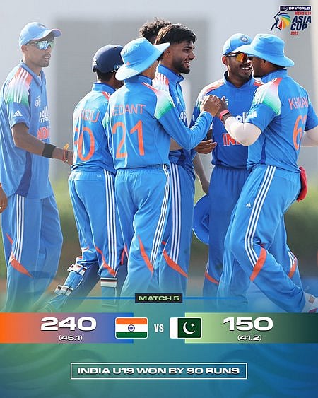 ஆசிய கோப்பை யு-19: பாகிஸ்தானை வீழ்த்தி இந்தியா அபார வெற்றி!