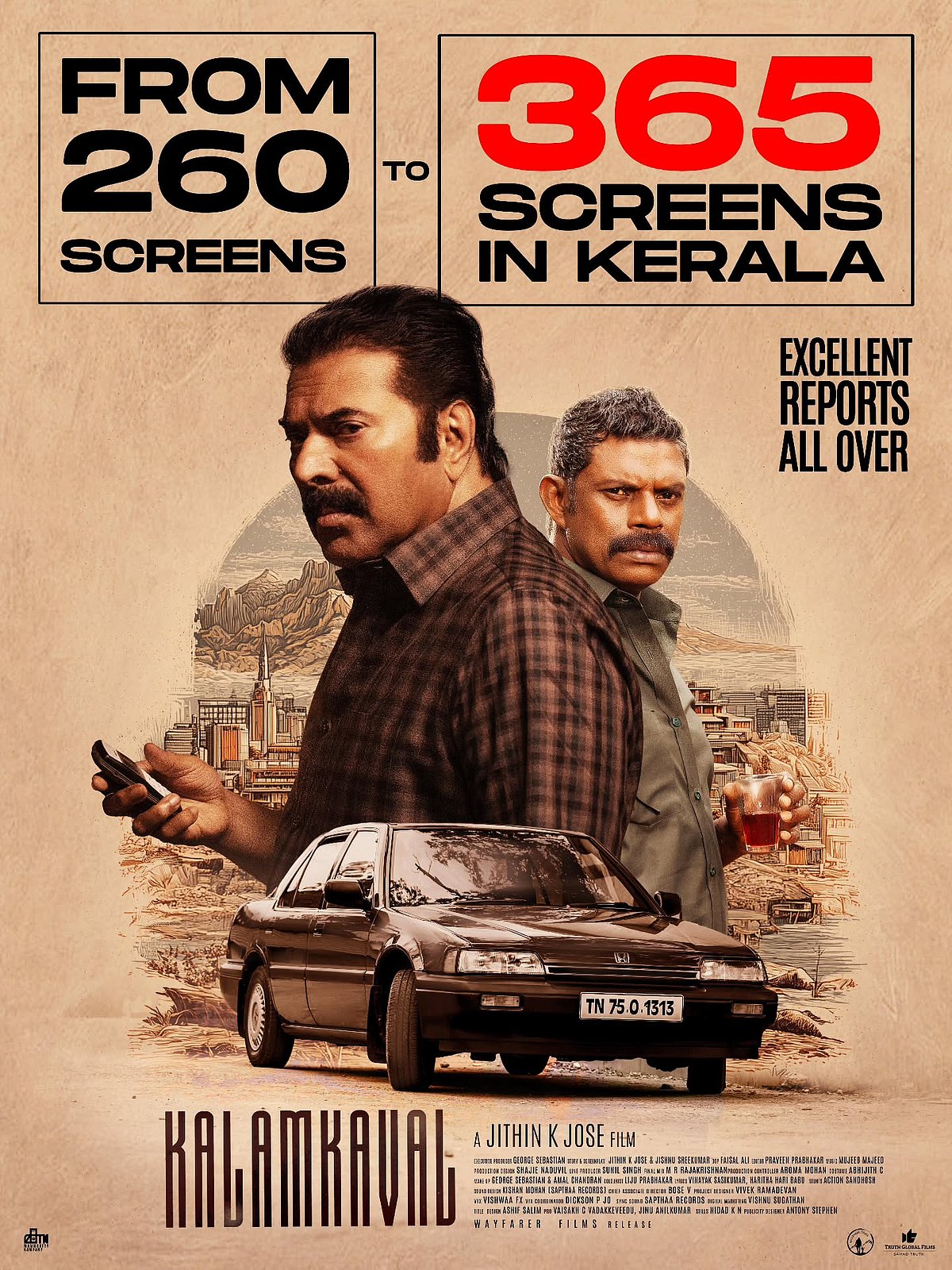 மம்மூட்டியின் களம்காவல்! கேரளத்தில் கூடுதலாக 100 திரைகள் ஒதுக்கீடு!